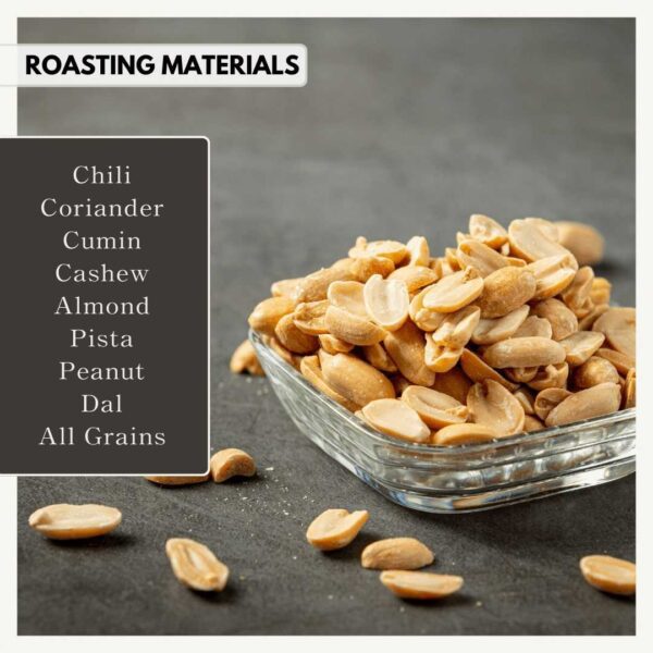 roasting materials in drum roaster machine
