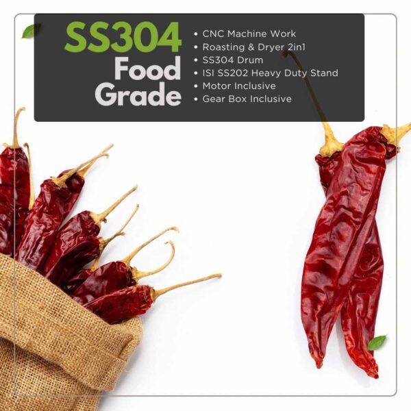ss304 food grade masala roaster machine